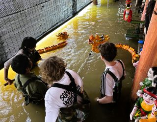 Kinderen spelen met poppentheater in Vietnam