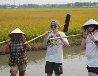 Tieners planten rijst in Hoi An