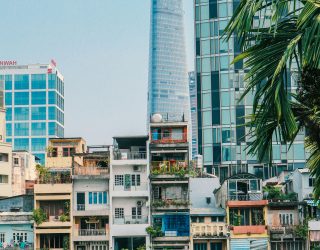 Traditionele en moderne bebouwing Saigon Vietnam