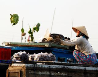 Fruitverkoopster Ho Chi Minh City Vietnam