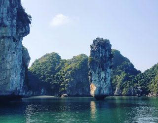 Groene karstgebergten in Halong Bay Vietnam