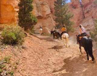 Kinderen te paard bij Bryce Canyon West-USA